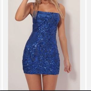 Perfect for Homecoming! New Lucy in the Sky body con sequin blue mini dress